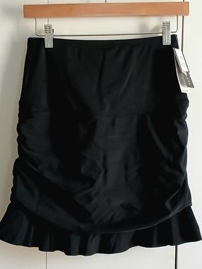 Island Escape High Waist Tummy Control Swim Skirt Women’s Size 10 Black NWT